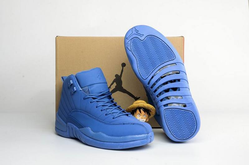 Classic Air Jordan 12 Blue Suede Basketball Shoes
